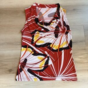 EUC Worthington Women's L red cowl neck tank top business casual shirt blouse